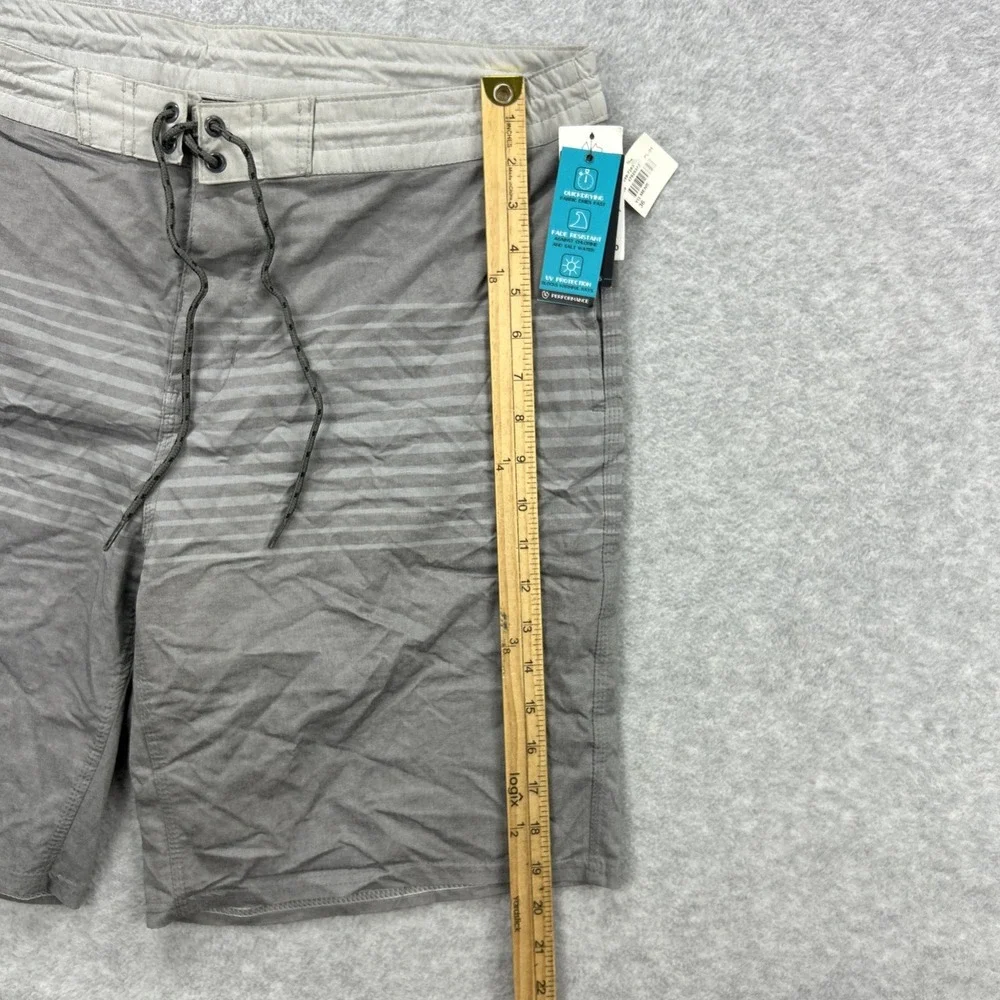 Burnside Board‎ Shorts Mens 36 Gray Striped Unlined Swim Trunks Beach Surf NEW